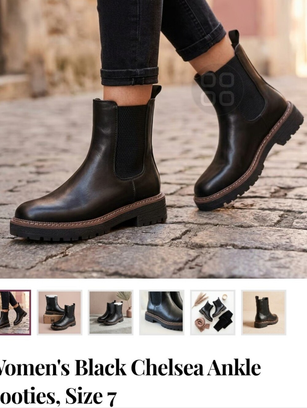 Women's Black Chelsea Lug-Sole Ankle Boot - Sleek Winter Style